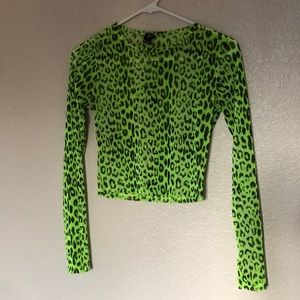 Neon Green Cheetah / Leopard Print Crop Top.